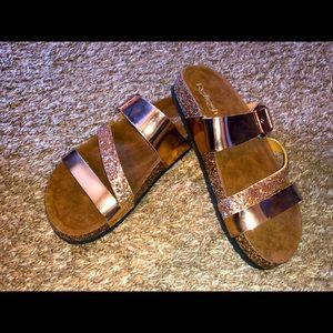 Rose gold sparkle sandals